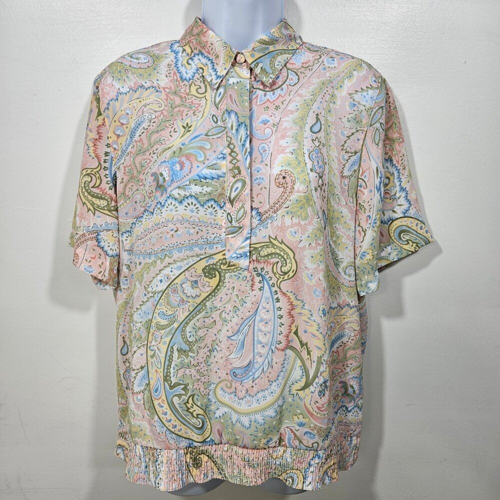Alfred Dunner Vintage Short Sleeved Blouse - Floral and Paisley Size 10 (SH27)